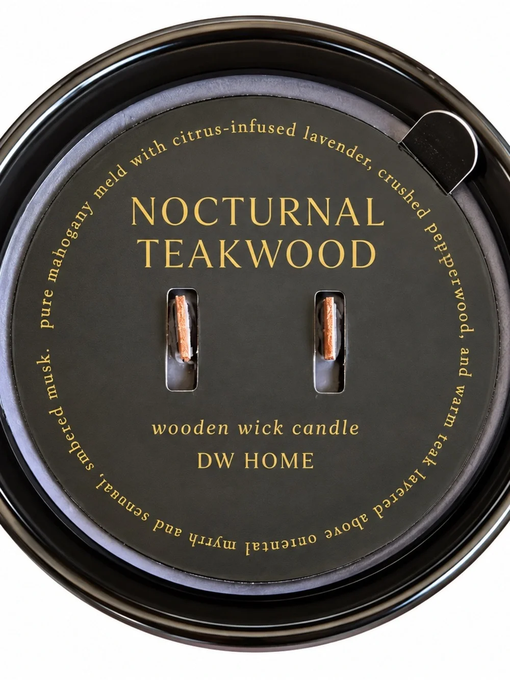 DW Home Nocturnal Teakwood Candle — Black and Gold